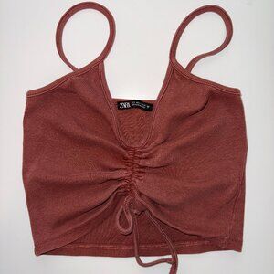Zara Drawstring Ruched Halter Tank Top